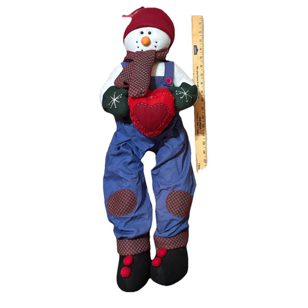 Kurt Adler Snowman Shelf Sitter 31” Christmas Decor Dangly Legs Heart 2004